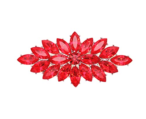 Faship Big Marquise Pin Brooch Vintage Style - color: Red