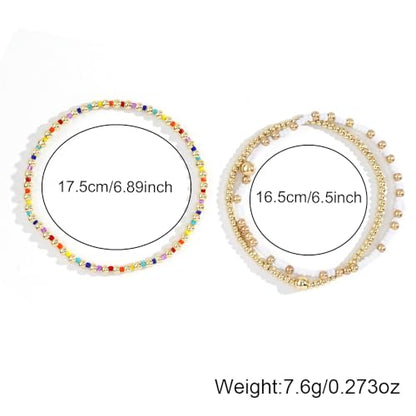 Dainty Gold Plated Tiny Ball Colorful Beaded Stack Bracelets Sets for Women,3Pcs Stackable Cute Bracelet Stretch Trendy Ball Jewelry Friendship Gift - color: Colorful