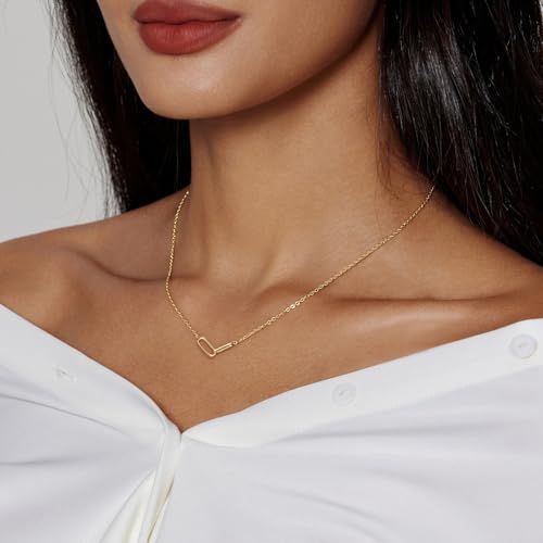 HERIER Cute Heart Necklace Dainty 18k Gold Plated Tiny Heart Pendant Choker Necklaces Small Gold Love Open Heart Chain Necklace for Women Simple Gold Necklace for Women Trendy Jewelry - color: Paperclip Necklace-Gold