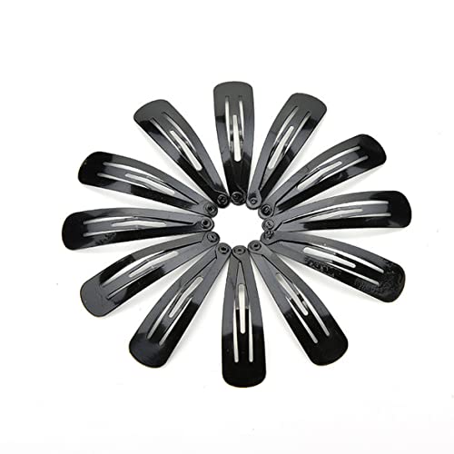 Black Snap Hair Clips, 12 Pcs Hair Barrettes for Women, 2 Inch | Non-slip Metal Hair Barrette Accessories for Girls, Women, Kids Teens or Toddlers
