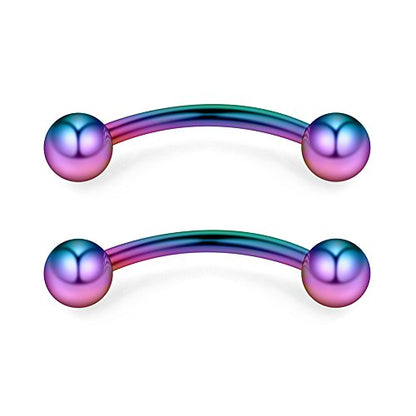 12PCS 12G Surgical Steel PA Eyebrow Ear Navel Belly Lip Ring Body Piercing Jewelry - style: 16mm w Balls