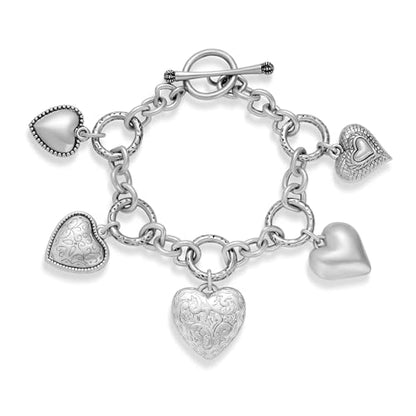 Gold & Silver Heart Chain Link Bracelets For Women - color: AMZ-SL22347A