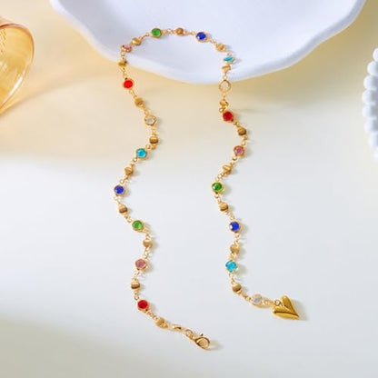 Long Heart Pendant Necklace Colorful Rhinestone Y Necklace Heart Lariat Jewelry Multicolor Party Outfit Accessory - color: A1:lariat necklace