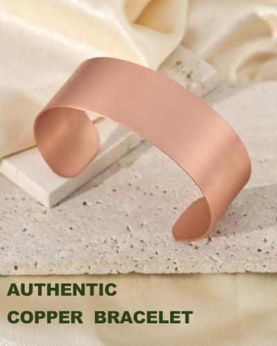 MagEnergy Copper Bracelet for Men Women, 100% Solid Copper Bracelets, Pure, Raw Handmade Hammered Copper Cuff Bangles Bracelet - color: Copper Plain 7inch