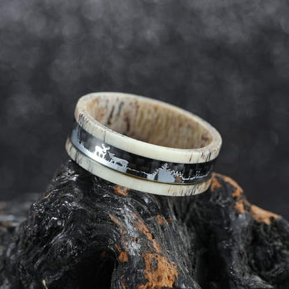 King Will Wood Wedding Band Wood Inlay for Men - color: Deer-8mm