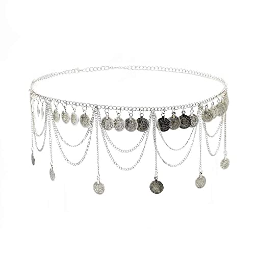idealway Vintage Waist Chain Hollow Carving Rhinestone Crystal Body Chain Summer Beach Body Waist Chain Jewelry - color: New Silver A