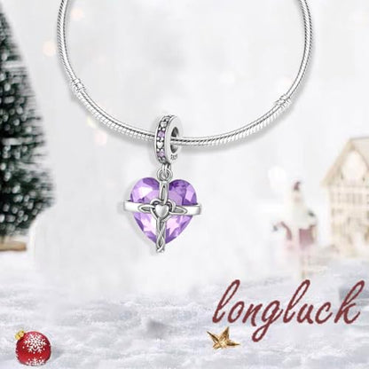 Birthstone Charms 925 Sterling Silver Heart Charms for Bracelets and Necklaces Birthday Day Christmas Gifts For Women - color: F-June