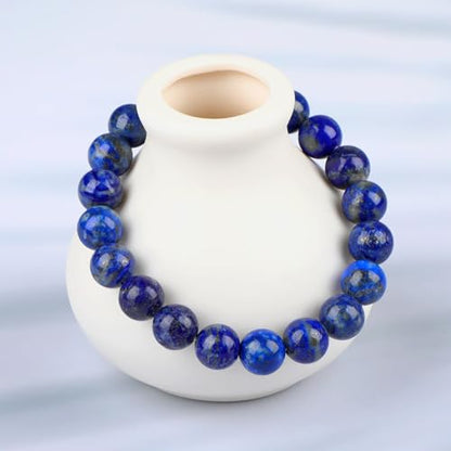 LPBeads Handmade Natural Gemstone Stretch Elastic Bracelet Healing Crystal Round Stone Beads Jewelry Gifts for Women Men - color: Lapis Lazuli, size: 10mm