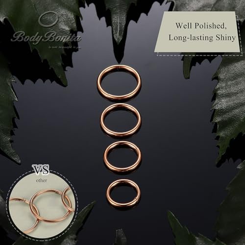 4/5/8 pcs 16G/18G/20G 316L Surgical Steel Hinged Nose Rings Hoops Lip Septum Rings Helix Conch Rook Cartilage Tragus Earrings Piercing Jewelry Black Silver Gold Plated Nose Rings Women Men - color: Rose gold-18G(7mm-10mm)-4PCs