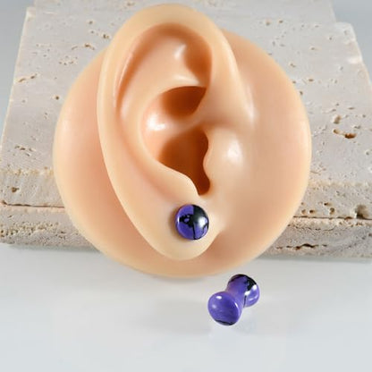 Purple Turquoise Stone Ear Gauges Plugs for Women Men Double Flared Tunnels Expanders Earrings 6-30mm Stretcher Ear Punk Fashion Piercing Body Jewelry - size: 28mm