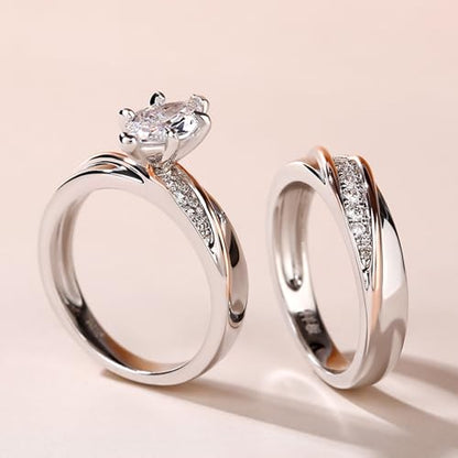 Jeulia Wedding Rings Engagement Rings for Women Anniversary Promise Ring Bridal Sets 925 Sterling Silver with 1.6 ct Primary Stone+ 0.32 ct Side Stone - color: Rose gold