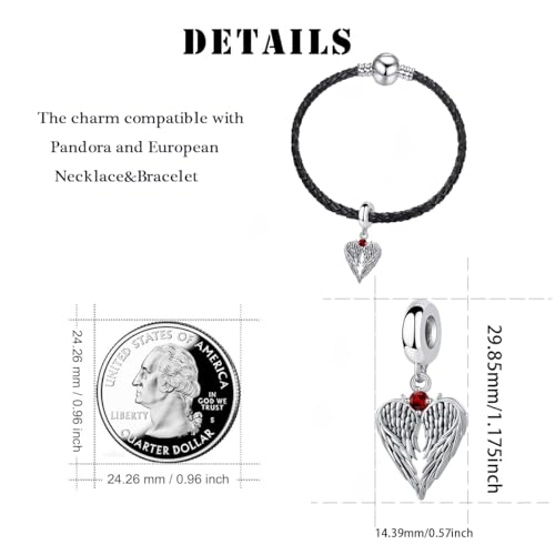 Guardian Angel Wing Dangle Charm 12 Birthstone Bead for European Bracelet Necklace - style: September