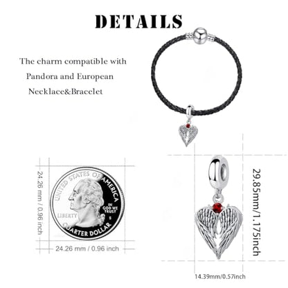 Guardian Angel Wing Dangle Charm 12 Birthstone Bead for European Bracelet Necklace - style: December
