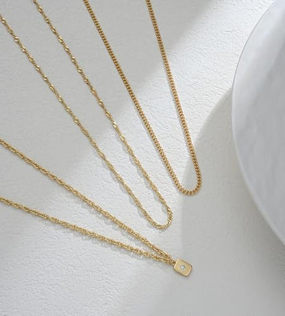 YEEZII Layered Gold Necklaces for Women Trendy, 3 Pcs 14K Gold Plated Choker Paperclip Box Chain Necklace, Stackable Women's Gold Pendant Necklaces Jewelry Set - color: Yellow Gold