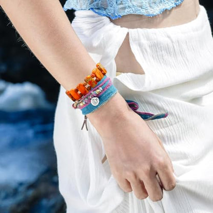 Yomisa Boho Beaded Bracelets for Women,Natural Chakra Turquoise Stone Jasper Bead Bracelet for Womens,Bohemian Handmade Stretch Beads Friendship Bracelets,Healing Trendy Western Jewelry Gifts - color: Orange Imperial Stone Bead