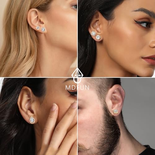 MDFUN Halo Stud Earrings 18K Gold Plated Round/Square/Heart/Teardrop Cubic Zirconia Earrings Set for Women - color: B-Round/Heart