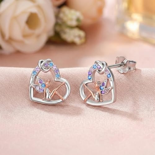 Fairy Gift Necklace/Earrings for Women 925 Sterling Silver Angel Elf Jewelry Gifts for Daughter - color: Earrings-A