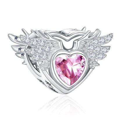 S925 12 Months Birthstone Charm for Pandora Bracelet, Gift on Birthday Christmas Mothers Valentines Anniversary Graduation, for Women Mom Daughter Friend Family Sister Aunt Grandma - color: October