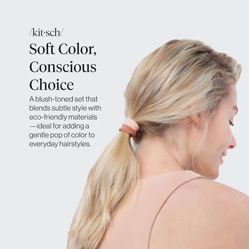 Kitsch Elastic Hair Ties No Damage | Stretchable Hair Bands - Blush 20pcs | Strong All-Day Hold Hair, Rubber Bands For Hair, Ponytail Holders | Hair Accessories for Everyday Use - color: Blush Standard (Pack of 20)