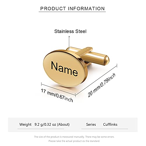 Custom Cufflinks for Men - Personalized Gold Mens Cufflinks with Engraving Name & Initial Stainless Steel Cuff Links for Wedding Groom Businessman - color: Style 1