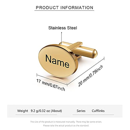 Custom Cufflinks for Men - Personalized Gold Mens Cufflinks with Engraving Name & Initial Stainless Steel Cuff Links for Wedding Groom Businessman - color: Style 1