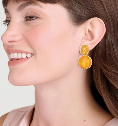 Resin Earrings for Women Acrylic Water Ripple Earring Boho Dangle Drop Earring - color: Yellow