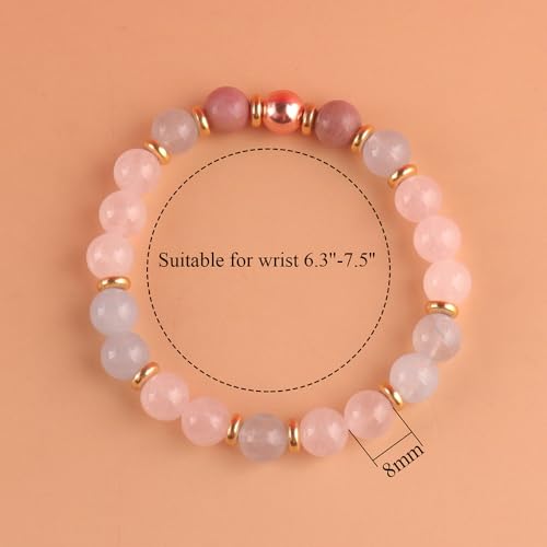 KSQS Healing Stone Bead Bracelet for Women, Natural Gemstones Balance Protection Bracelet, Spiritual Crystal Beads Bracelet Anxiety Relief with Meaning Card - color: Healthy Pregnancy-1
