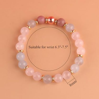 KSQS Healing Stone Bead Bracelet for Women, Natural Gemstones Balance Protection Bracelet, Spiritual Crystal Beads Bracelet Anxiety Relief with Meaning Card - color: Healthy Pregnancy-1