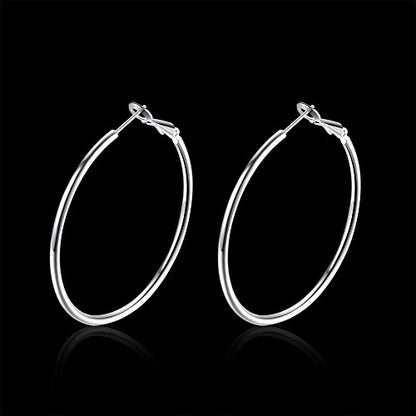 Gold Hoop Earrings,18K Gold Plated Rounded Hoops Earrings for Women - color: white-Rounded-1.8"