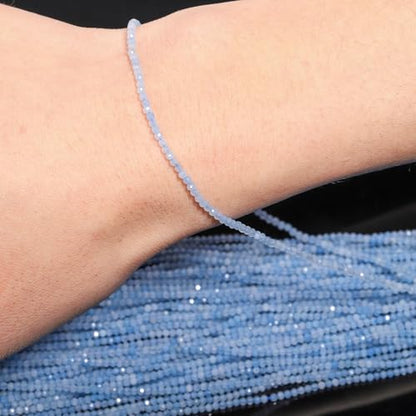 180pcs 2mm Natural Aquamarine Gemstone Beads Faceted Round Loose Stone Beads for Jewelry Making - color: Aquamarine, size: 1.9-2.4mm