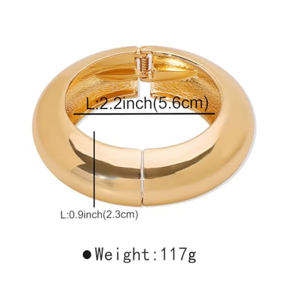 Gold Plated Cuff Bracelet Hammered Open Wrist Cuff Wide Chunky Bangle Statement Bracelets for Girls