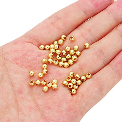 14K Gold Plated Round Spacer Beads 4mm 100pcs for Jewelry Making Findings Non Tarnish - color: 14K Gold, size: 4mm