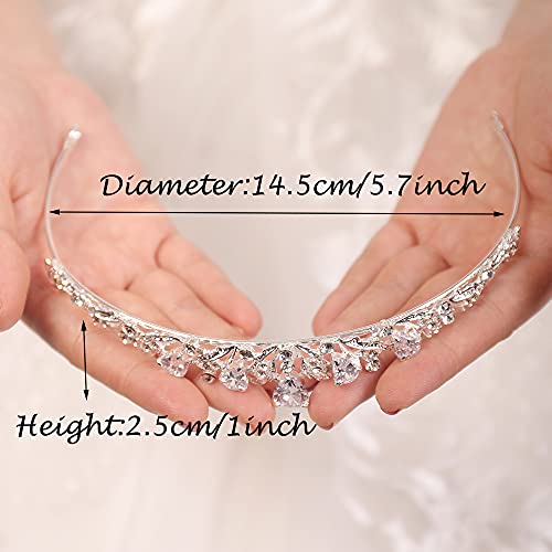 JWICOS Silver Crystal Queen Tiara and Crown for Women and Brides Fairytale Rhinestones Wedding Tiara Crown Hair Accessories for Brides - color: Silver
