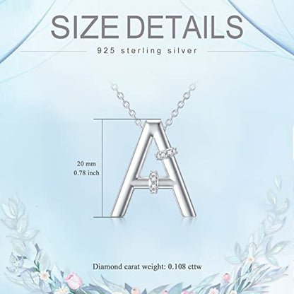 Initial Pendant Necklace 14K White Gold Plated A-Z 26 Letter Alphabet Pendant 925 Sterling Silver Jewelry Gift for Women Girls Teens - style: Alphabet - C