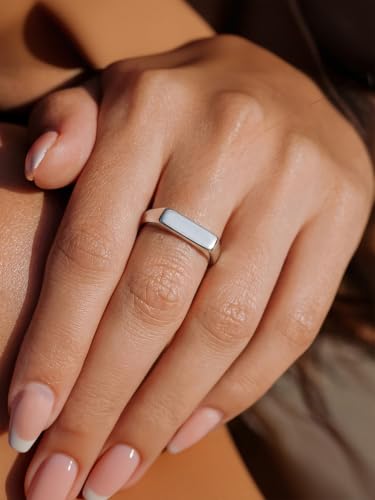 Stainless Steel Square Shape Signet Style Classical Simple Plain Wedding Engagement Statement Ring