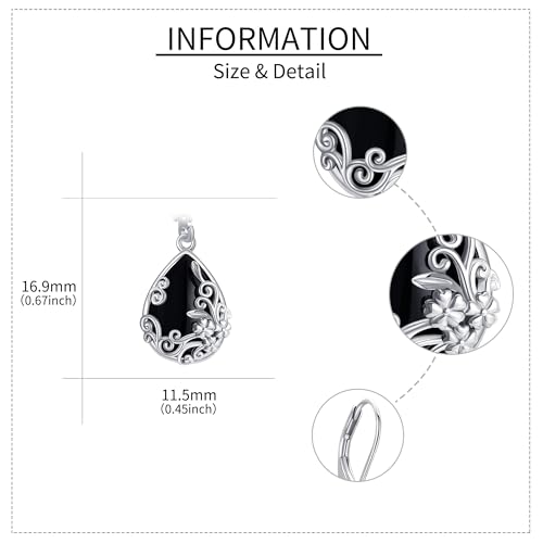 Black Onyx Earrings 925 Sterling Silver Black Onyx Dangle Drop Earrings Filigree Jewelry Gift for Women Girls - style: Filigree