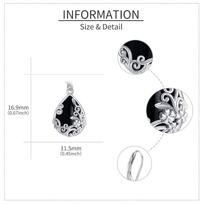 Black Onyx Earrings 925 Sterling Silver Black Onyx Dangle Drop Earrings Filigree Jewelry Gift for Women Girls - style: Filigree