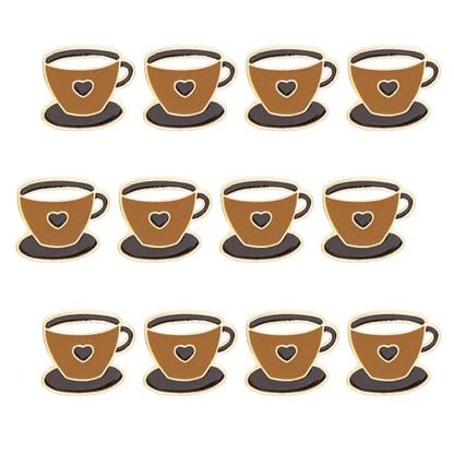 Brown Coffee Cup Enamel Lapel Pin Cartoon Badge for Boy Girl Gift Clothes Backpacks Badges Hats Bags - size: 12Pieces