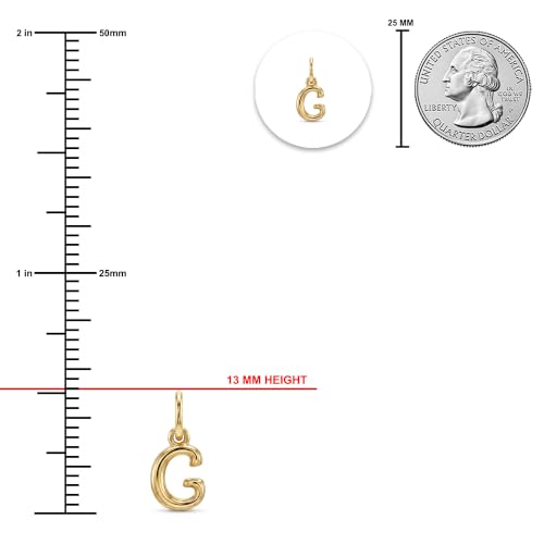 Gold Puffed Initial Letter Charm - 10 Karat Gold - 3D Bubble Letter Pendant - style: Letter g