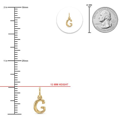 Gold Puffed Initial Letter Charm - 10 Karat Gold - 3D Bubble Letter Pendant - style: Letter g