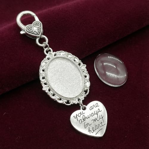 Wedding Bouquet Photo Charms Locket for Bride Memorial Picture Charm Clip for Bridal Boquet Groom or Loved One Memory Pin Accessories to Attach to Flowers Walking Down the Aisle