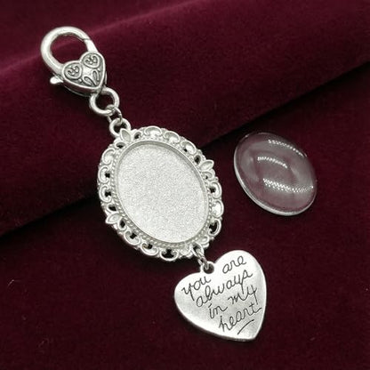 Wedding Bouquet Photo Charms Locket for Bride Memorial Picture Charm Clip for Bridal Boquet Groom or Loved One Memory Pin Accessories to Attach to Flowers Walking Down the Aisle