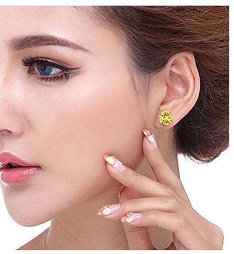 Adabele Authentic Sterling Silver Birthstone Stud Earrings 6mm 8mm Cubic Zirconia Imitation Diamond Gemstone Hypoallergenic Nickel Free Tarnish Resistant Women Fine Jewelry - color: November, size: 8mm/2 Carat/Large
