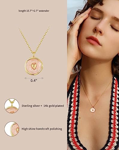 S.Leaf 18K Gold Plated Cubic Zirconia Choker Necklace for Women 925 Sterling Silver Layered Coin Moon Star Heart Circle Crystal Lariat Pendant Necklaces Gifts for Women Trendy - color: Coin_Moon