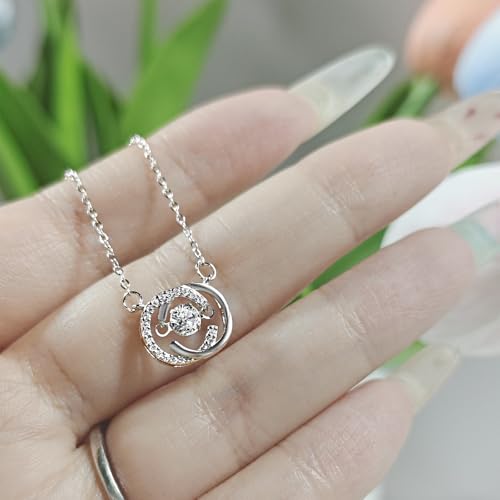 925 Sterling Silver Necklace for Women Trendy, Charming Layered Necklace with Cubic Zirconia Pendant for Her Womens Dainty Diamond Choker Necklaces Holiday Jewelry Gifts for Mom Wife Daughter Lover - color: Heart 2-Silver
