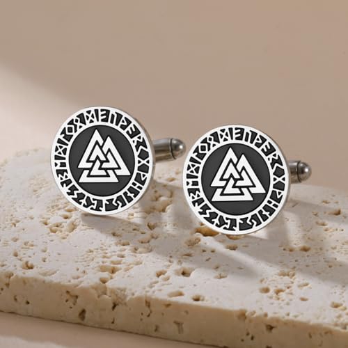 Cufflinks for Men Delicate Stainless Steel Wedding Business Cufflinks Gifts for Groom Husband French Shirt Accessories - style: Interlocked Triangle-Silver