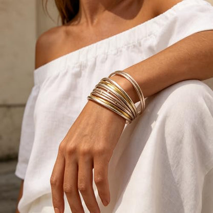 hotoo Leather Wrap Bracelet for Women - color: Multi-Strand (Mixed Gold)