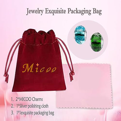 MICOO 925 Sterling Silver Charms for Bracelets,Fashion DIY Dangle Pendants Beads Simulated Birthstone Charms,Birthday Gifts for Women - color: 2 Green and Light Blue Charms