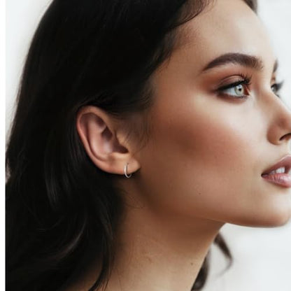 925 Sterling Silver Seamless Sleeper Hoop Clicker Earrings - Hypoallergenic 18G Hinged Hoops for Continuous Wear (8mm to 14mm) - Unisex Women Men Body Jewelry for Ears - size: 5/16" - 8mm