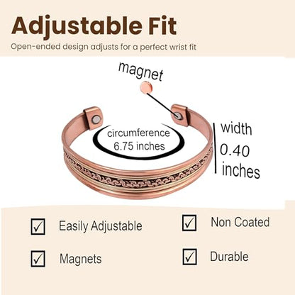 Touchstone Copper Magnetic Hand Forged With Solid And High Gauge Tibetan Style Chains Pattern Minimalistic Elegance Pure Copper Bracelet In Two Tones. - style: Braided Two tone 8